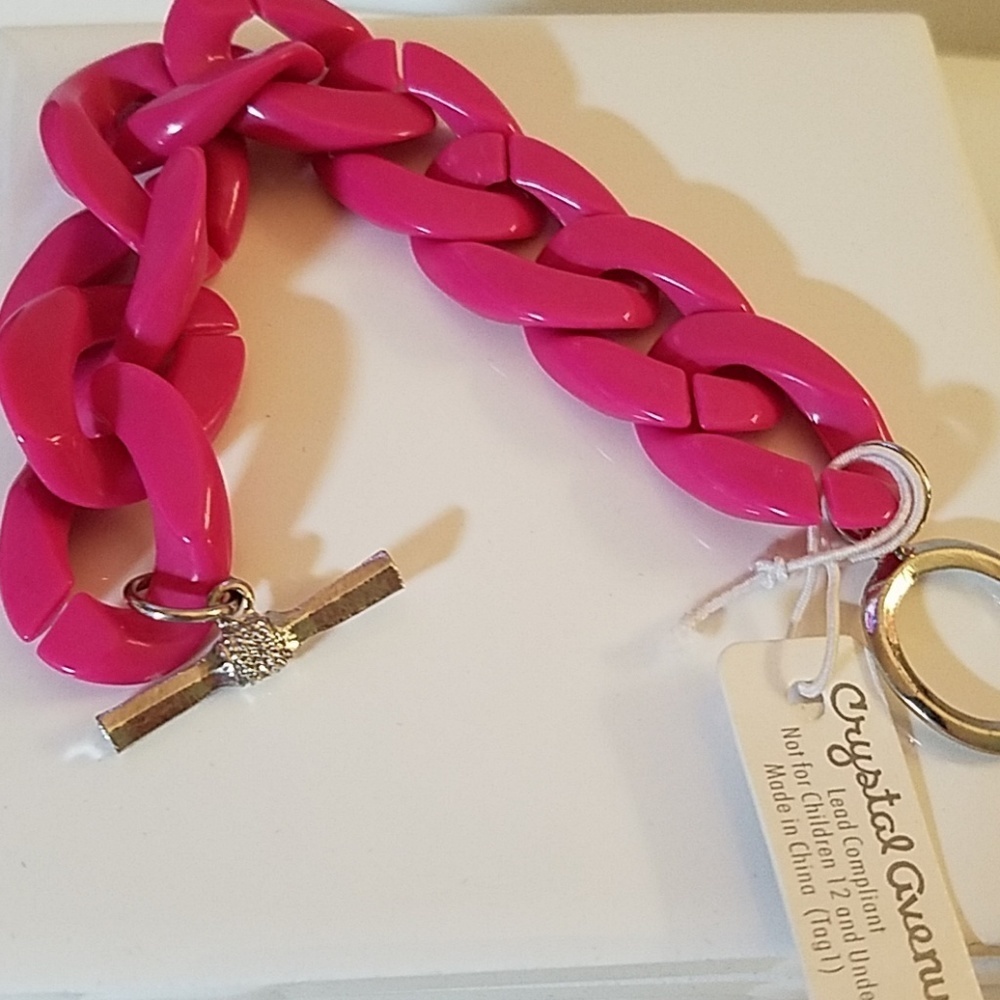 Chain Link Bracelet 7" Hot Pink NWT